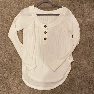 Free People white 3 button long sleeve